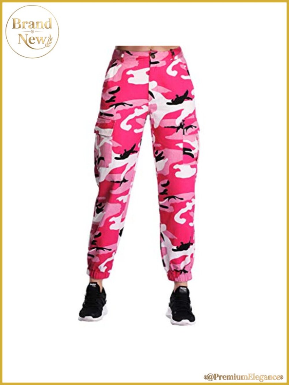 Camo Cargo Jogger Pants Elastic Waist High Rise Streetwear